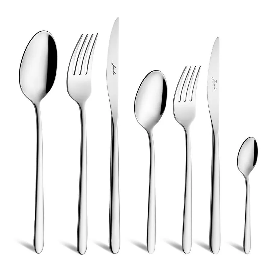 Jumbo 2004 84 Parça 12 Kişilik Çelik Çatal Kaşık Bıçak Takımı