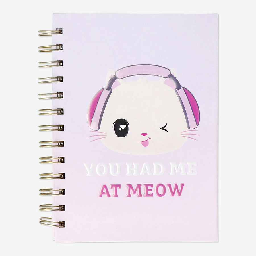 Flying Tiger Copenhagen Kedi Desenli Pembe Spiralli Kalemli Defter