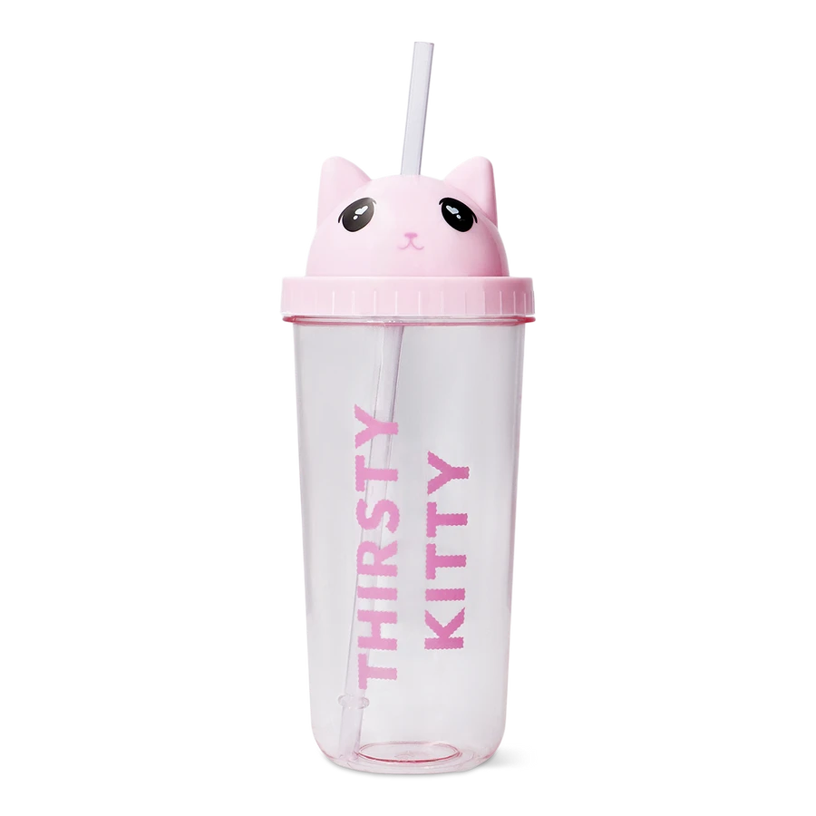 Flying Tiger Copenhagen Pipetli Kedi Detaylı Pembe Bardak