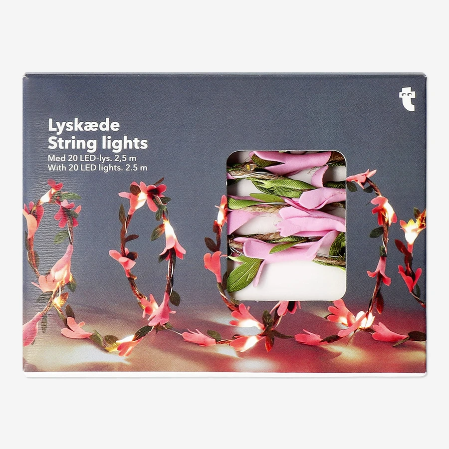Flying Tiger Copenhagen 20'li Pembe Çiçekli LED Işık Zinciri 2,5 m