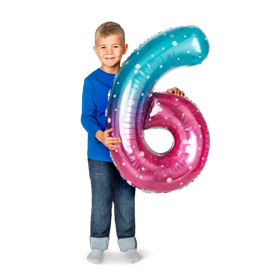 Flying Tiger Copenhagen Büyük Pembe Mavi Parlak 6 Numaralı Folyo Balon