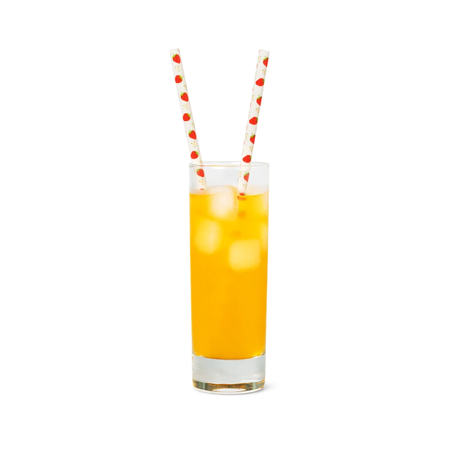 Flying Tiger Copenhagen 8'li Kırmızı Çilek Desenli Plastik Pipet