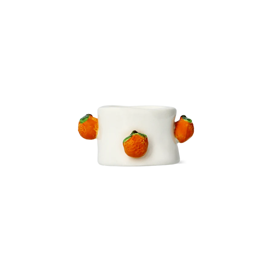 Flying Tiger Copenhagen Turuncu Portakal Detaylı Seramik Tealight Mumluk