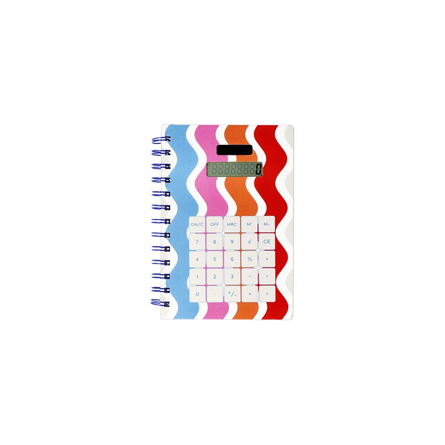 Flying Tiger Copenhagen Hesap Makinesi Detaylı Çizgili Spiralli Defter