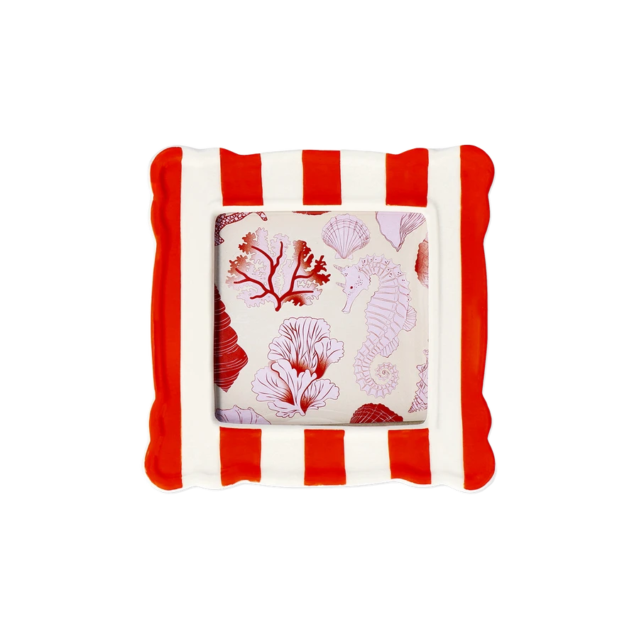 Flying Tiger Copenhagen Beyaz Turuncu Çizgili Seramik Çerçeve 10 cm x 15 cm