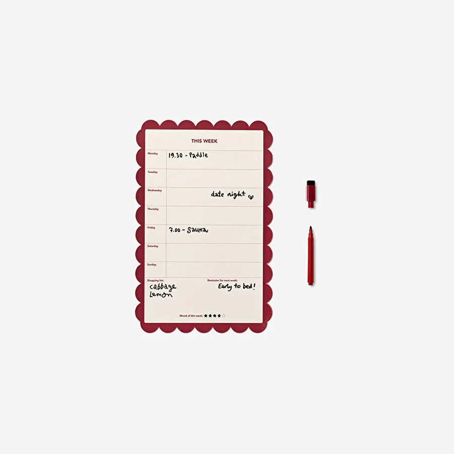 Flying Tiger Copenhagen Bordo Mıknatıslı Haftalık Planlayıcı