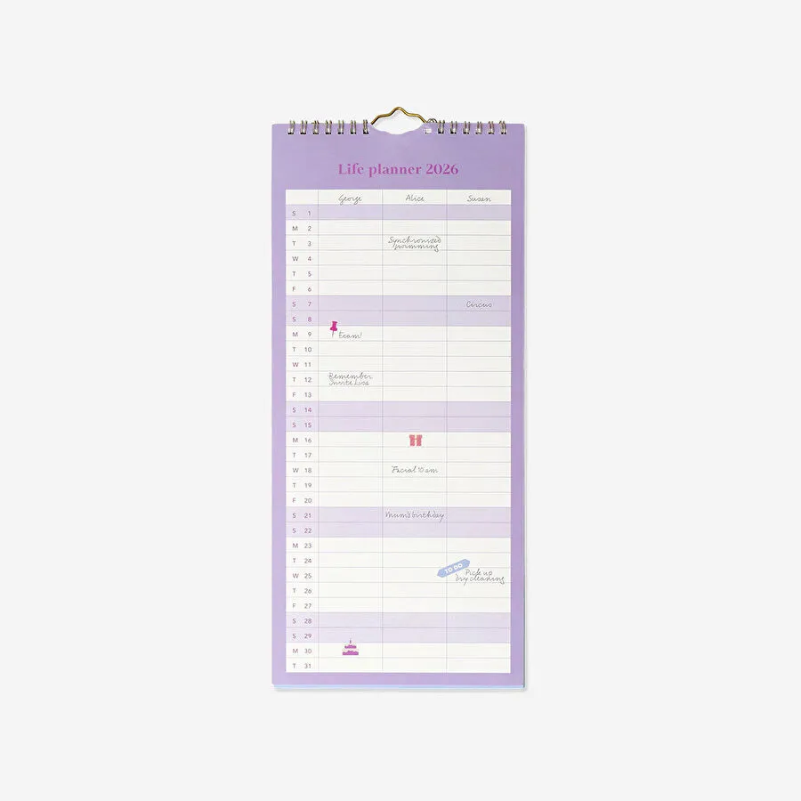 Flying Tiger Copenhagen Planlayıcılı Mor 2026 Duvar Takvimi