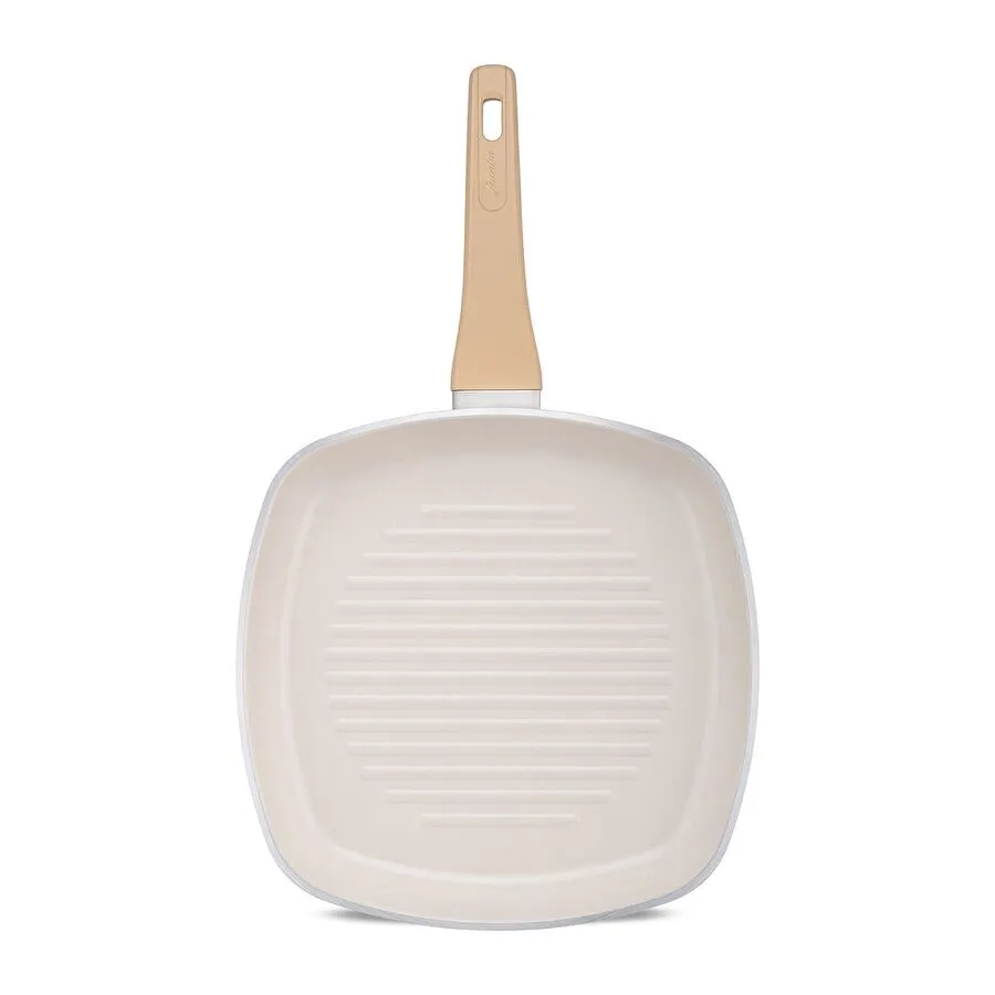 Jumbo Swiss Crystal Dark Cream İndüksiyon Tabanlı Grill Tava 28 cm