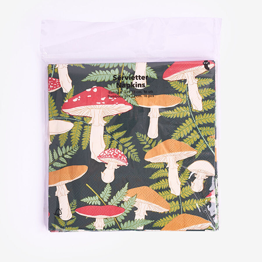 Flying Tiger Copenhagen Mantar Desenli Yeşil 16'lı Kağıt Peçete Seti