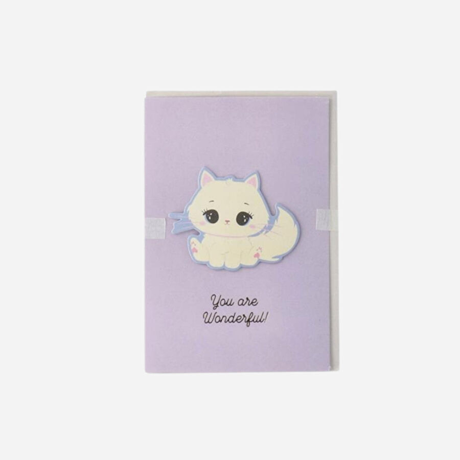 Flying Tiger Copenhagen Mor Kedi Desenli Tebrik Kartı