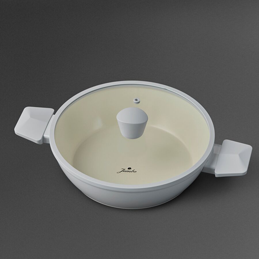 Jumbo Swiss Crystal Light Grey Basık Tencere 26 cm