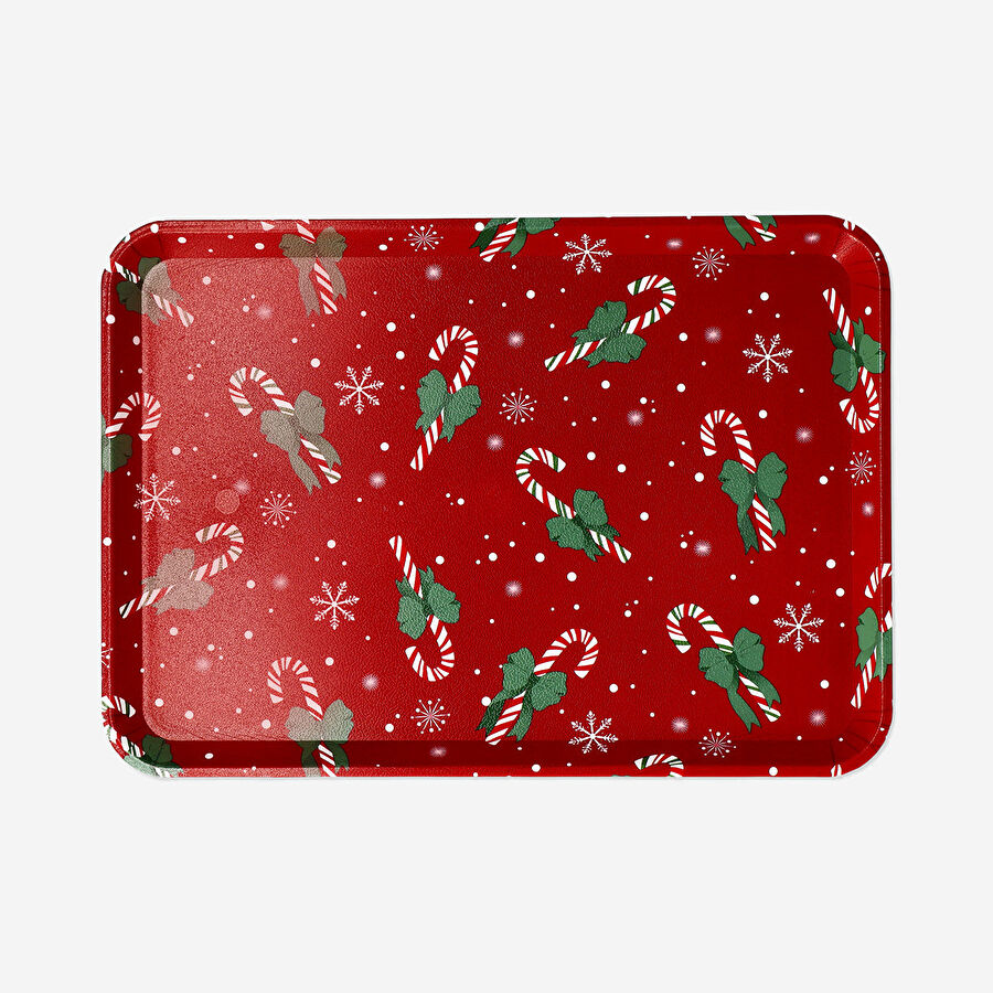 Flying Tiger Copenhagen Şeker Kamışı Desenli Kırmızı Küçük Tepsi