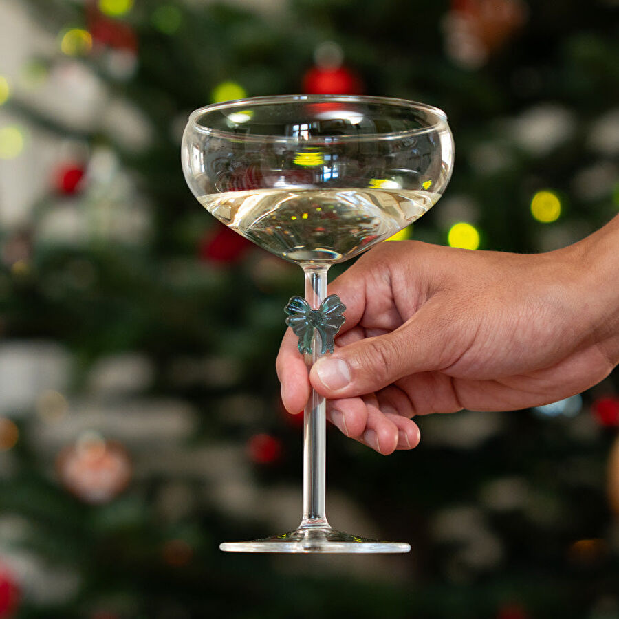 Flying Tiger Copenhagen Yeşil Fiyonk Detaylı Cam Kadeh