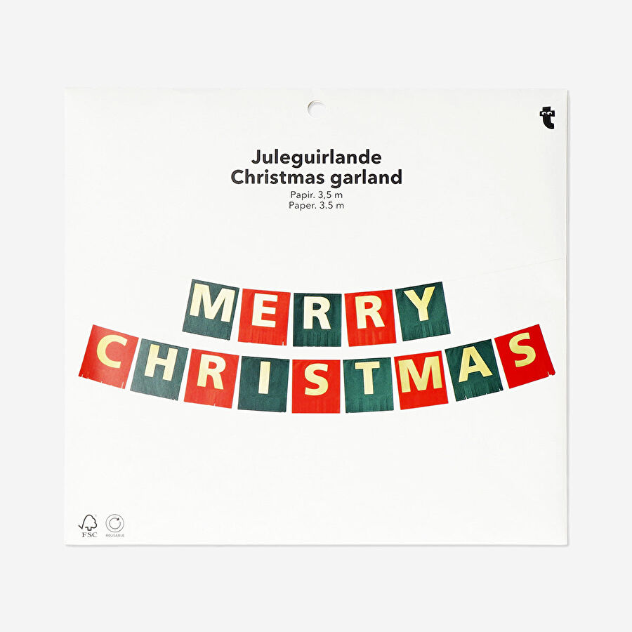 Flying Tiger Copenhagen Merry Christmas Kağıt Duvar Süsü