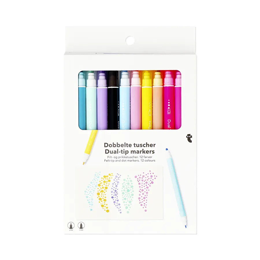 Flying Tiger Copenhagen 12'li Keçe ve Nokta Uçlu Kalem