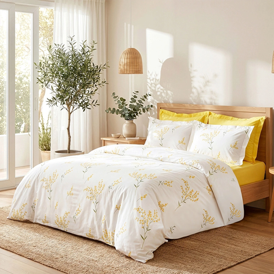 Karaca Home Loretta %100 Pamuk Çift Kişilik Nevresim Takımı Sarı