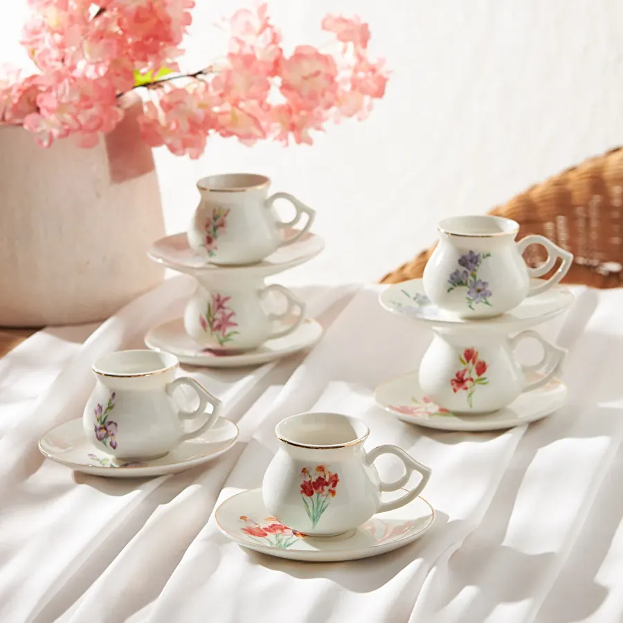 Karaca Botanik 6 Kişilik Kahve Fincan Takımı 80 ml