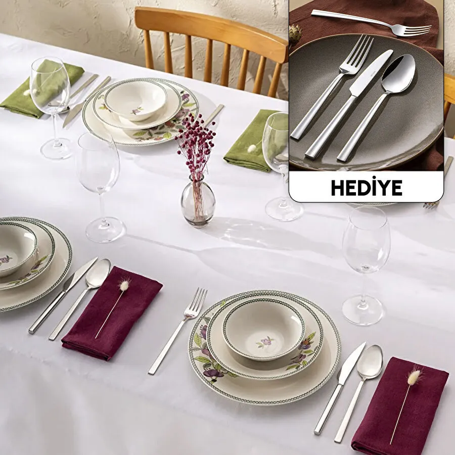 Emsan New Bone Leila 18 Parça 6 Kişilik Yuvarlak Yemek Takımı