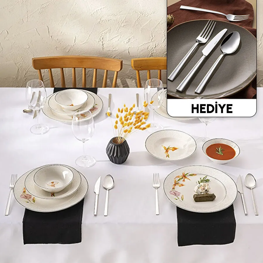 Emsan New Bone Nova 18 Parça 6 Kişilik Yuvarlak Yemek Takımı