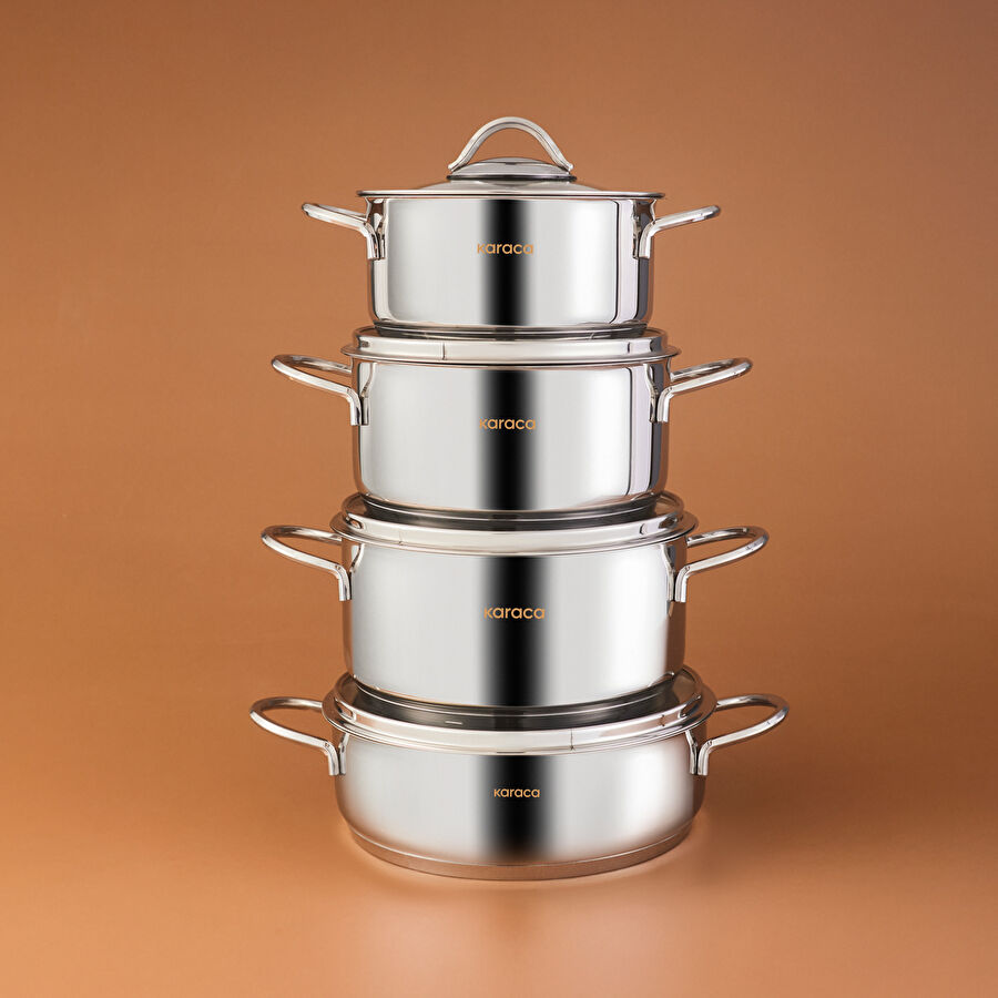 Karaca Powersteel Pekin 316+ İndüksiyon Tabanlı 8 Parça Çelik Tencere Seti