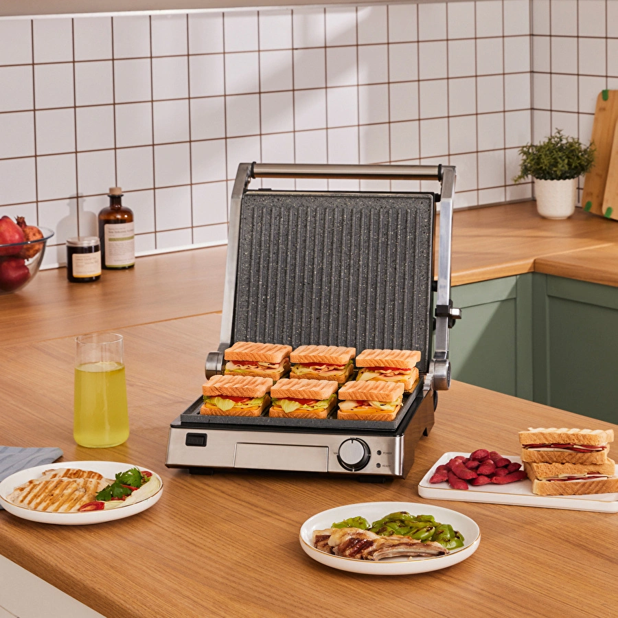 Karaca Biogranit 6 Dilim Kapasiteli Paslanmaz Çelik Izgara ve Tost Makinesi Inox 2000W