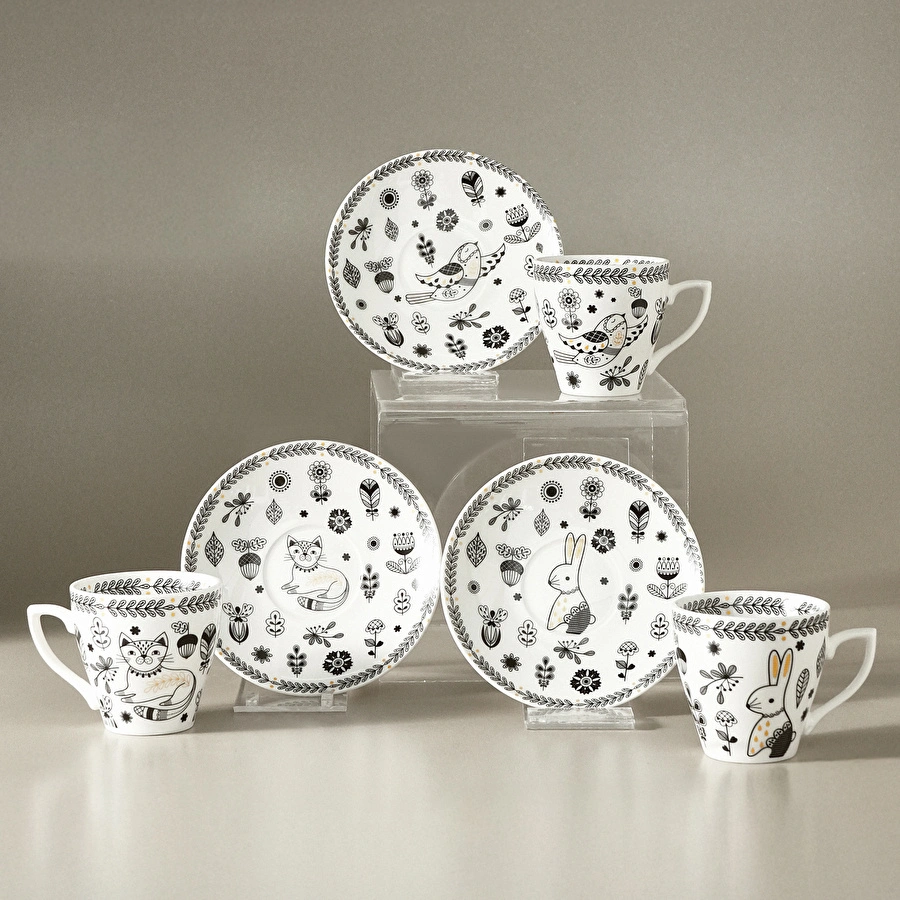 Karaca Animal Garden 6 Kişilik Kahve Fincan Takımı 90 ml