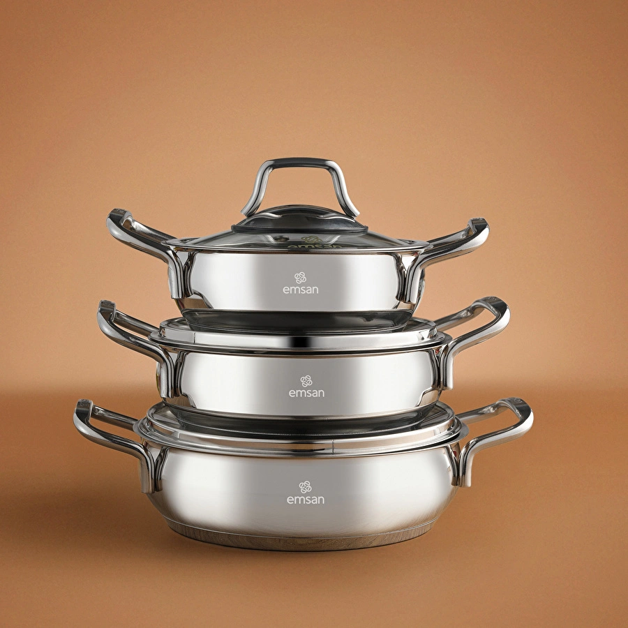 Emsan Cemre İndüksiyon Tabanlı 6 Parça Çelik Sahan Seti