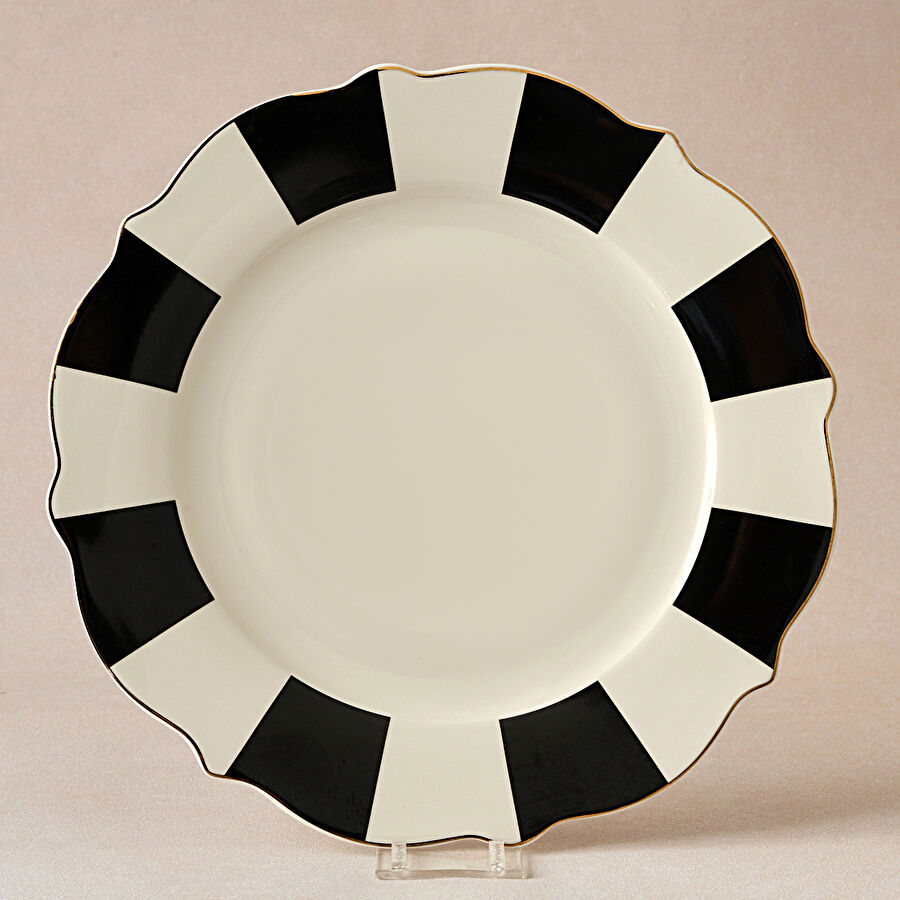 Karaca New Romantic Kalın Çizgili Servis Tabağı 27 cm Siyah