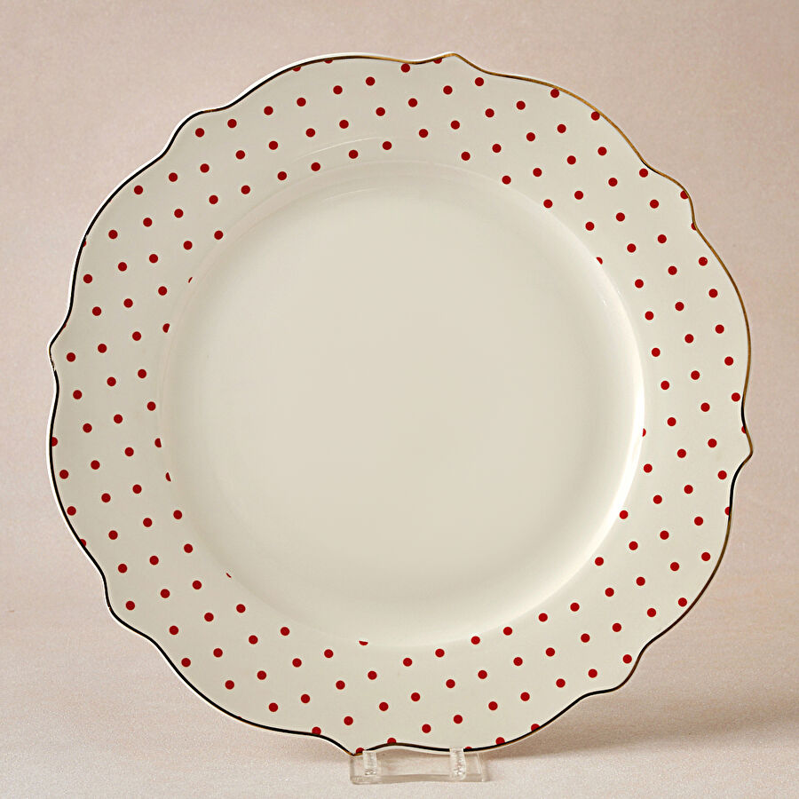 Karaca New Romantic Puantiyeli Servis Tabağı 27 cm Kırmızı 