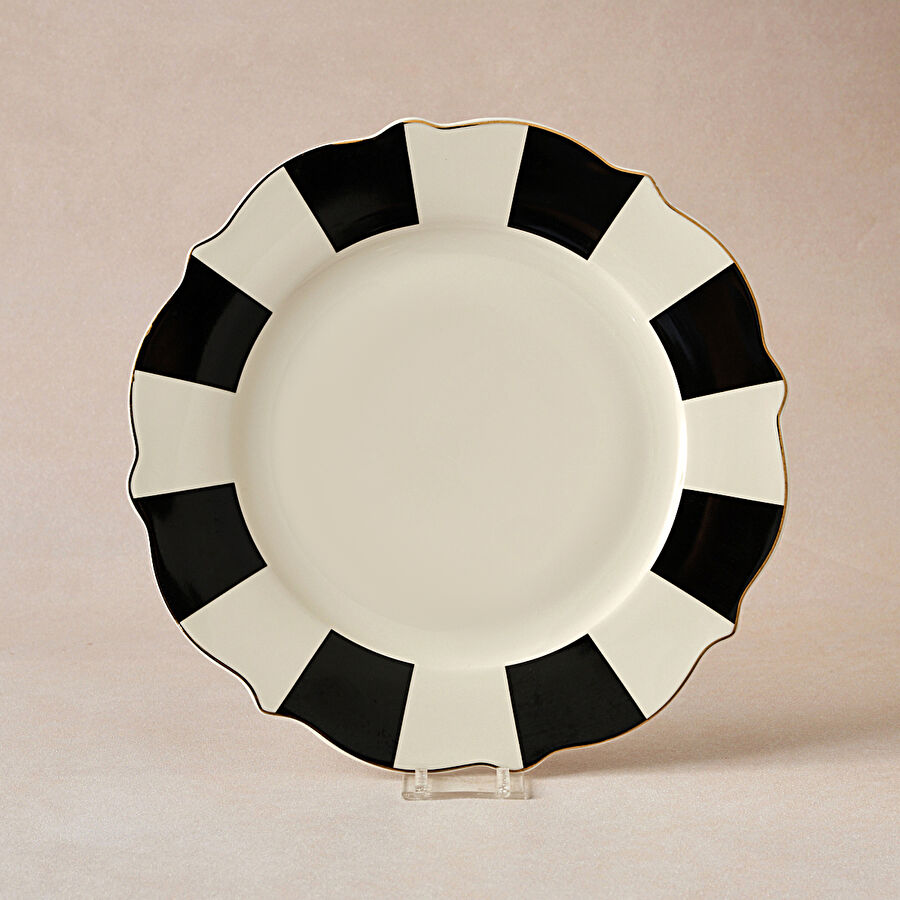 Karaca New Romantic Kalın Çizgili Pasta Tabağı 21 cm Siyah