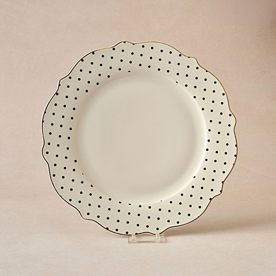 Karaca New Romantic Puantiyeli Pasta Tabağı 21 cm Siyah 