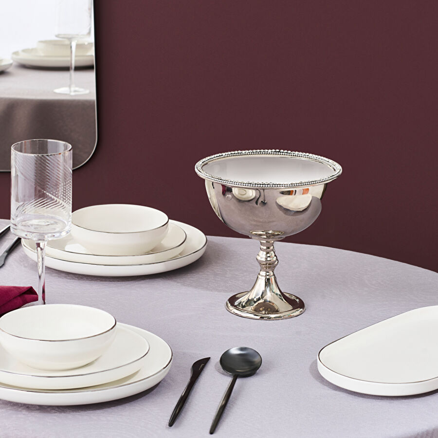 Karaca Home New Year Yılbaşı Majesty Ayaklı Dekoratif Kase 21 x 20,5 cm