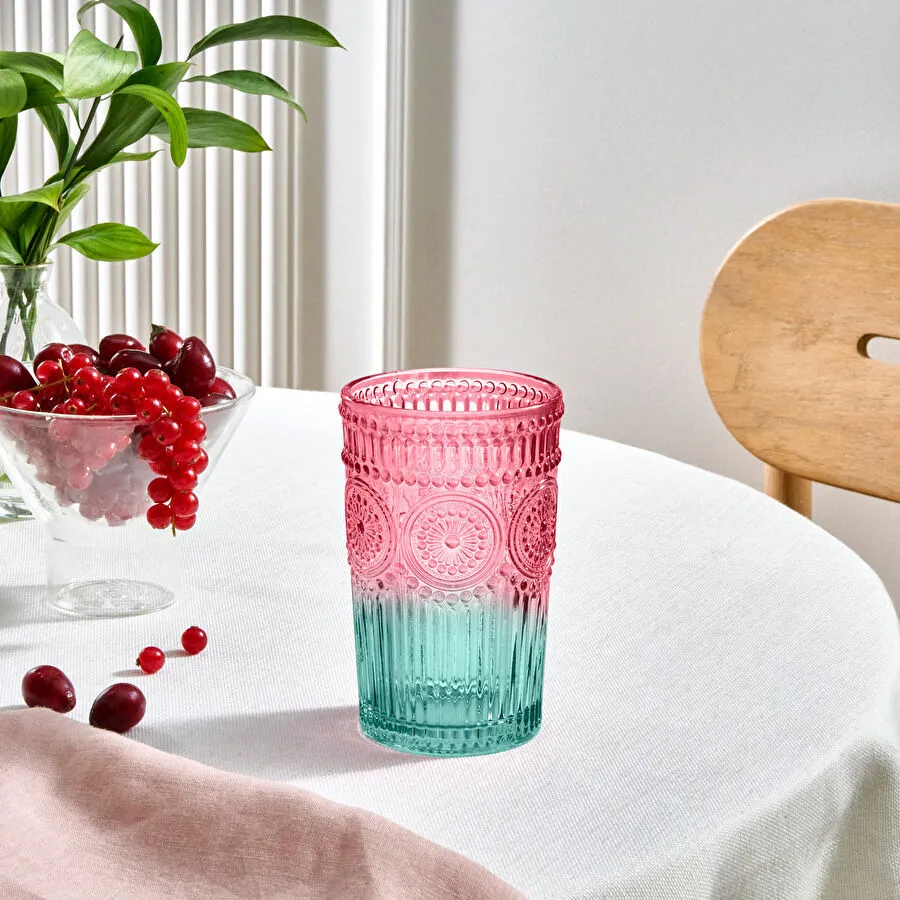 Karaca Sunflower Meşrubat Bardağı Kırmızı Yeşil 330 Ml