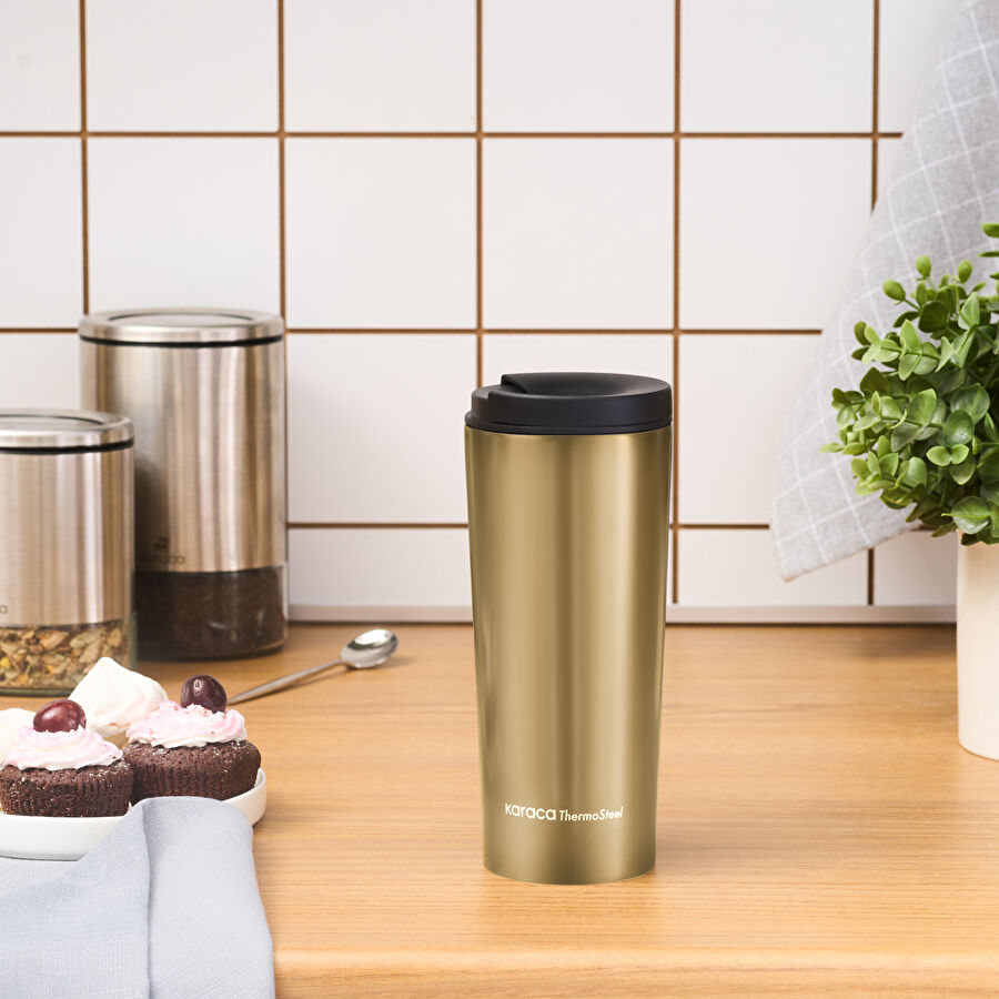 Karaca New Year Yılbaşı Sheeny Çelik Sızdırmaz Termos Gold 450 ml