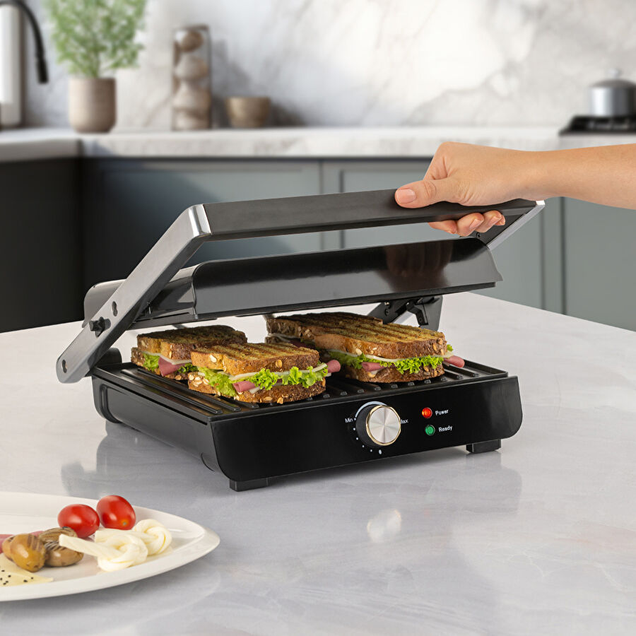 Homend Grilliant 1356H Inox Gövdeli Döküm Plakalı Tost ve Izgara Makinesi