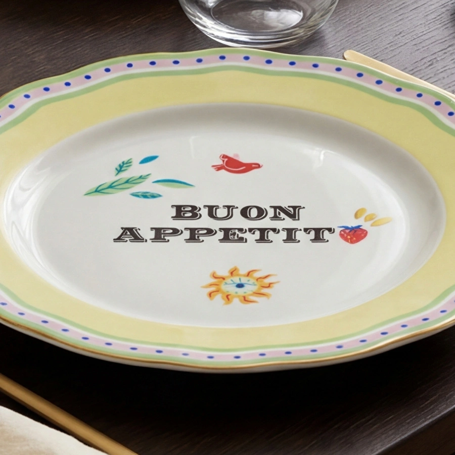 Baci Milano Mamma Mia Buon Appetit Yazılı Servis Tabağı 28 cm