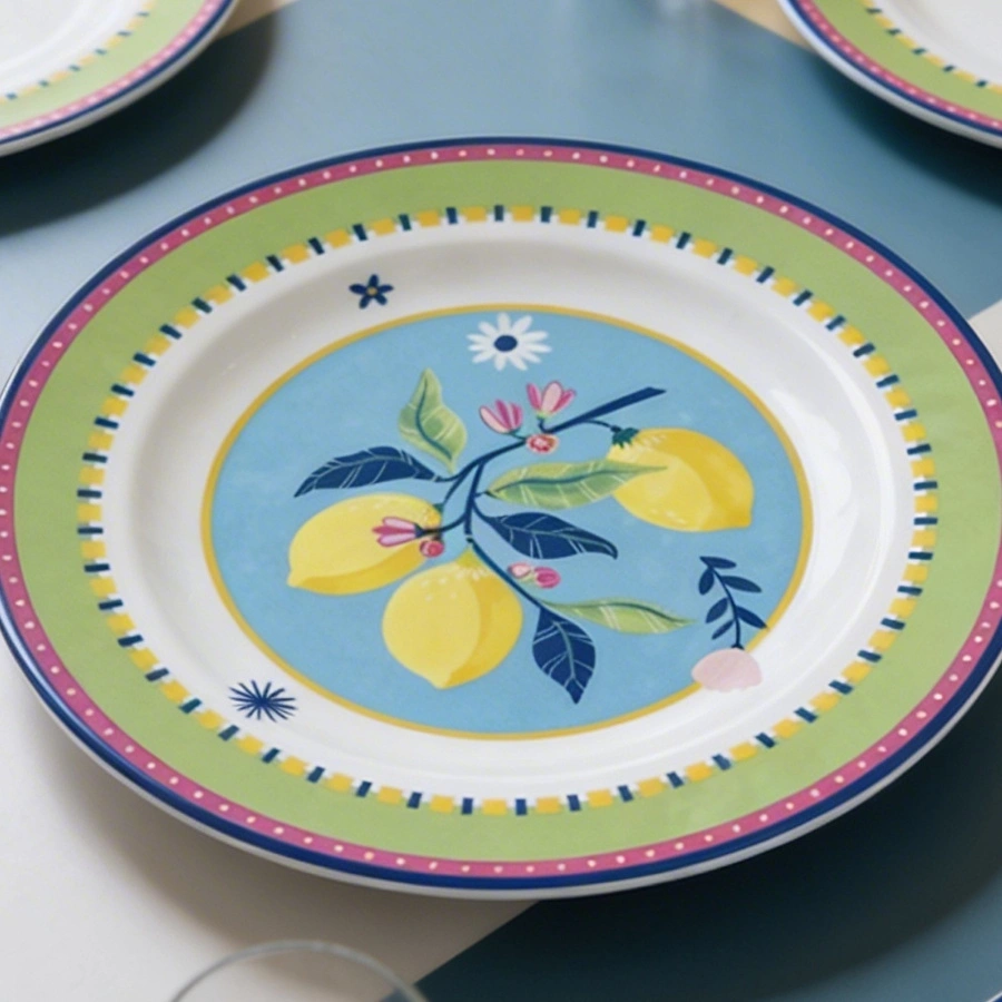 Baci Milano Mamma Mia 6'lı Limon Desenli Yemek Tabağı Seti 28 cm