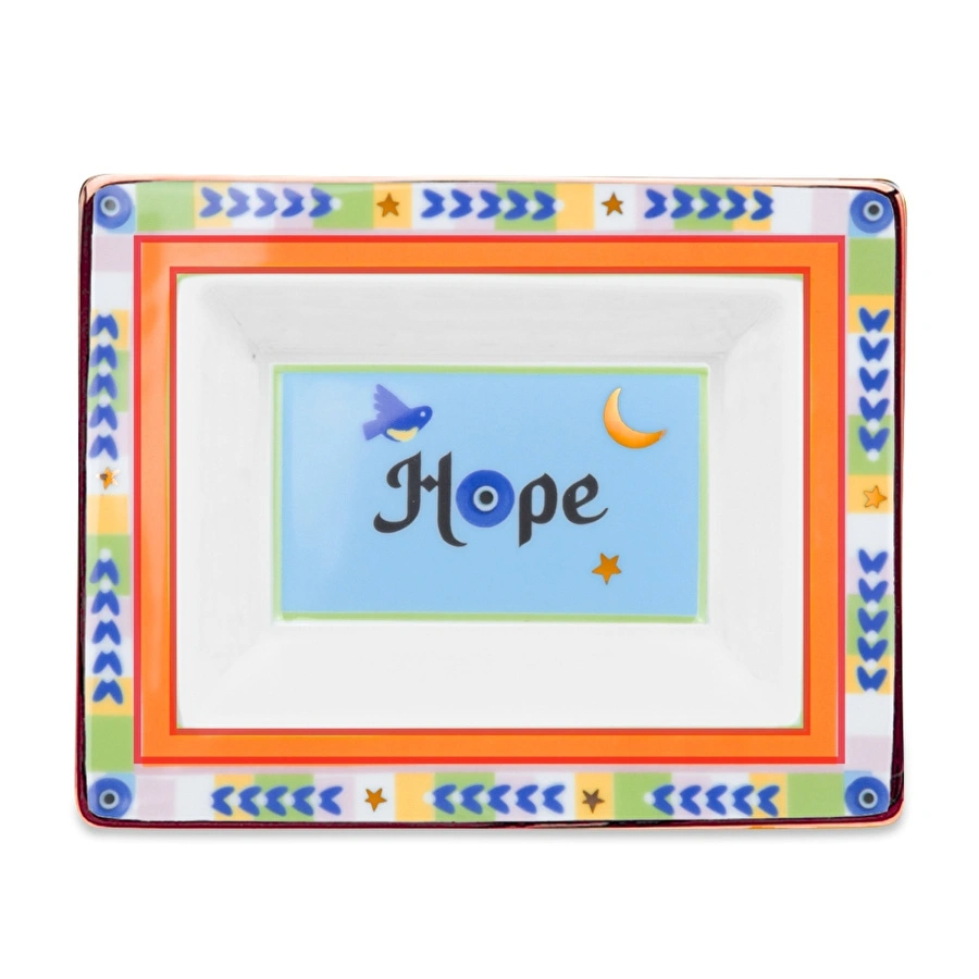 Baci Milano Mamma Mia Hope Yazılı Dikdörtgen Tabak 19,5 cm x 15,5 cm