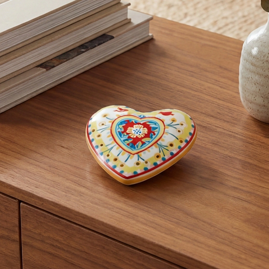 Baci Milano Mamma Mia Kalp Desenli Dekoratif Obje 12 cm x 11,5 cm x 4 cm