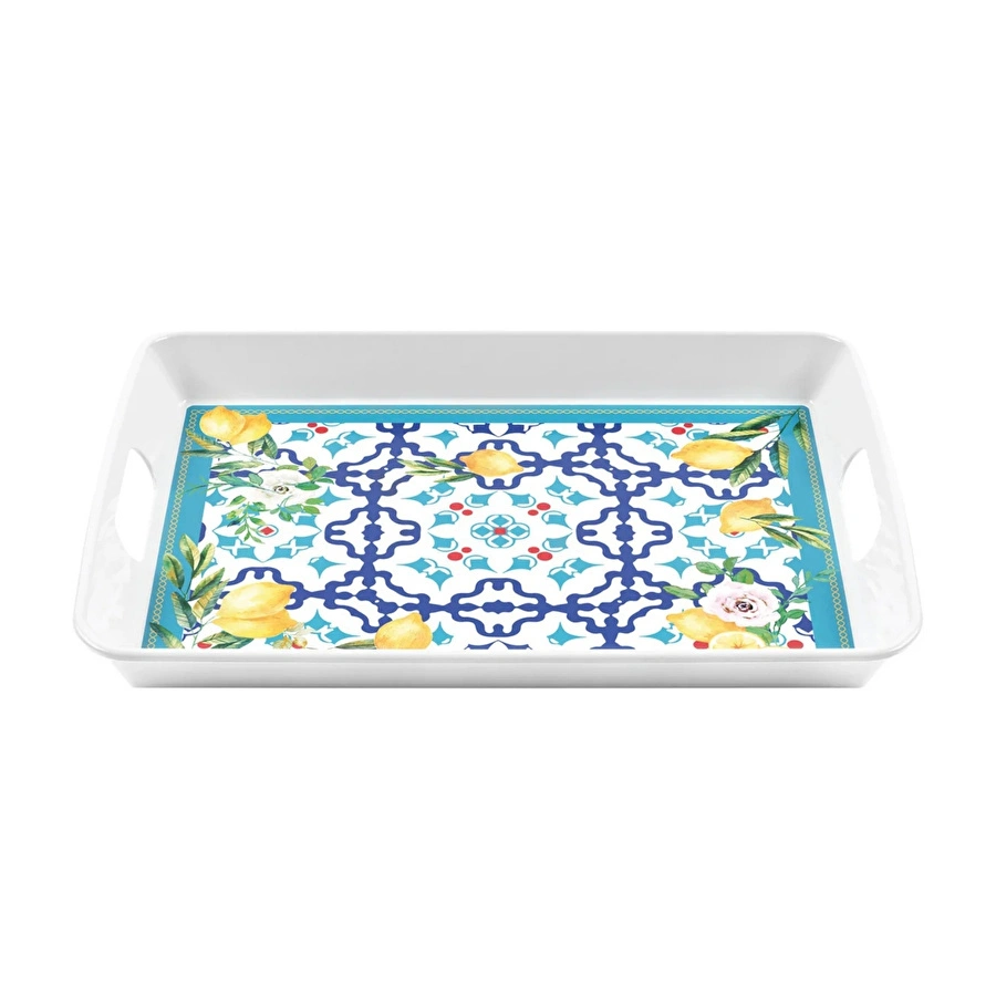 Guzzini Flower&Lemon Dikdörtgen Tepsi Melamin 47,7 x 34 cm