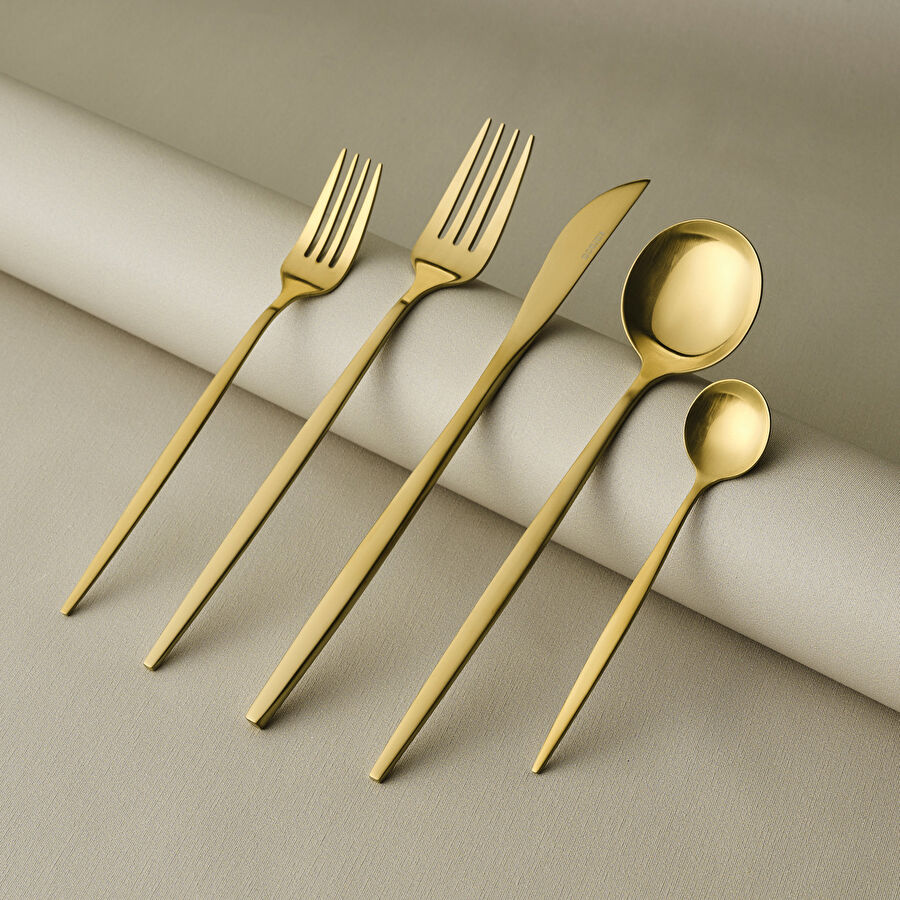 Karaca Orion 30 Parça 6 Kişilik Çatal Kaşık Bıçak Takımı Matte Gold