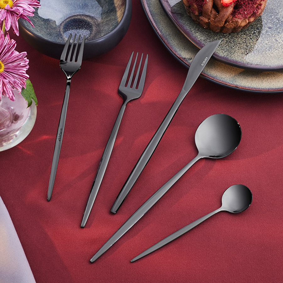 Karaca Orion 30 Parça 6 Kişilik Çatal Kaşık Bıçak Takımı Black