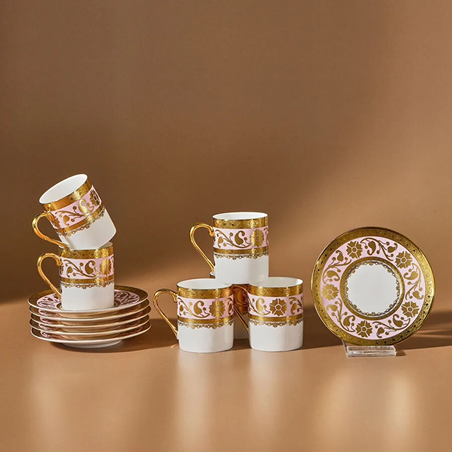 Karaca Gülfem 6 Kişilik Kahve Fincan Takımı Pembe 90 ml