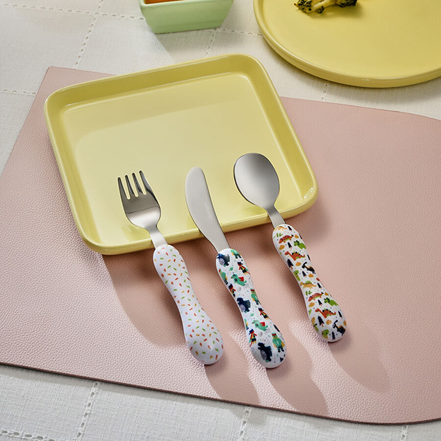 Karaca Rex 3 Parça Çocuk Çatal Kaşık Bıçak Seti