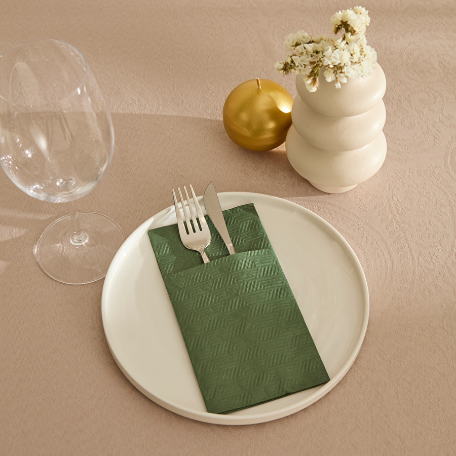 Karaca Home Basic 16'lı Cepli Kağıt Peçete 40x40 cm Yeşil