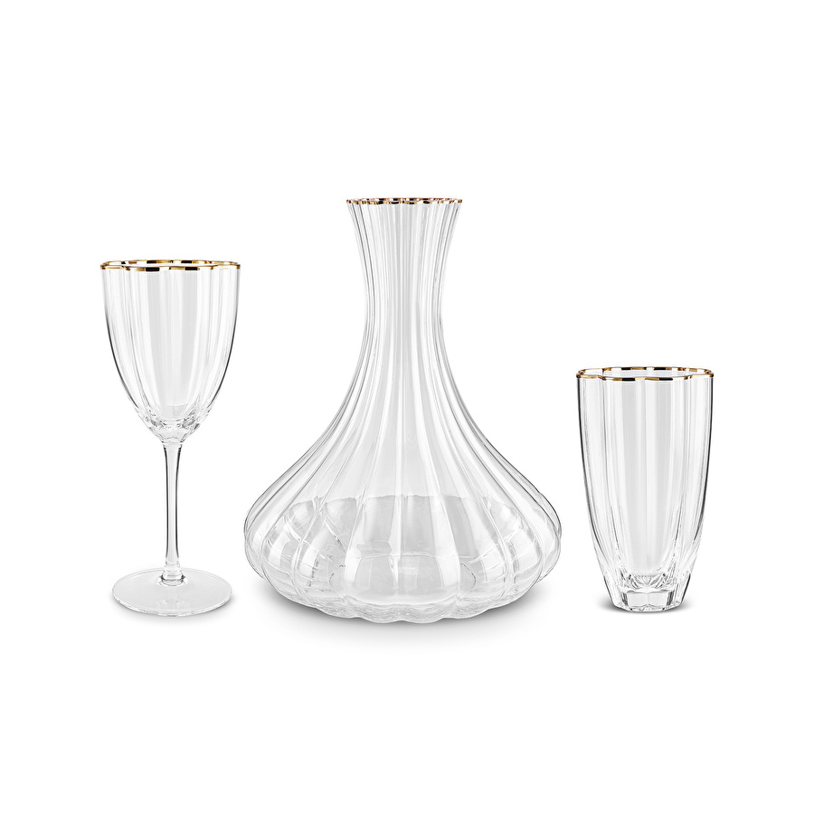 Karaca Fine Pearl Shell 25 Parça Bardak Kadeh ve Karaf Seti Gold