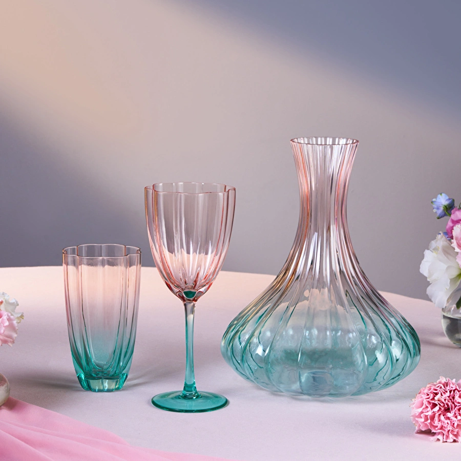 Karaca Judith 25 Parça Bardak Kadeh ve Karaf Seti Renkli