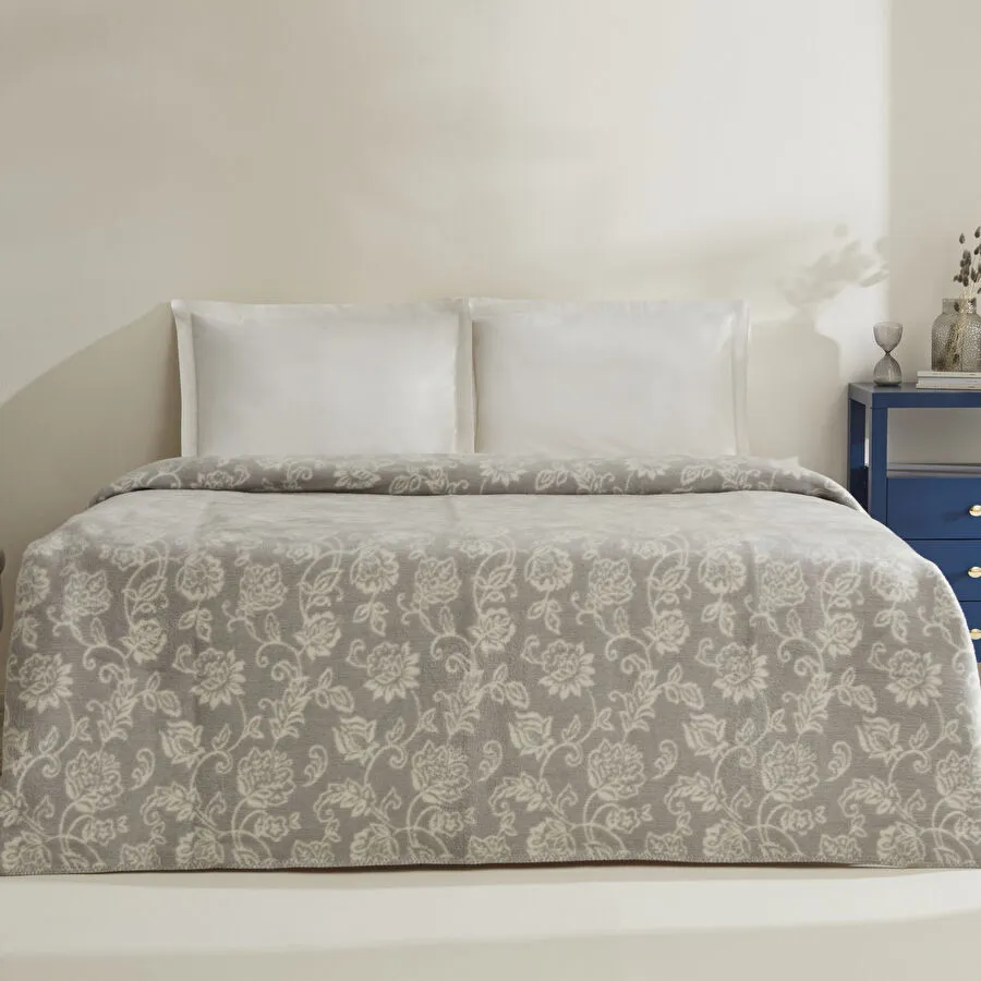 Karaca Home Glorinda Çift Kişilik Akrilik Battaniye Açık Gri