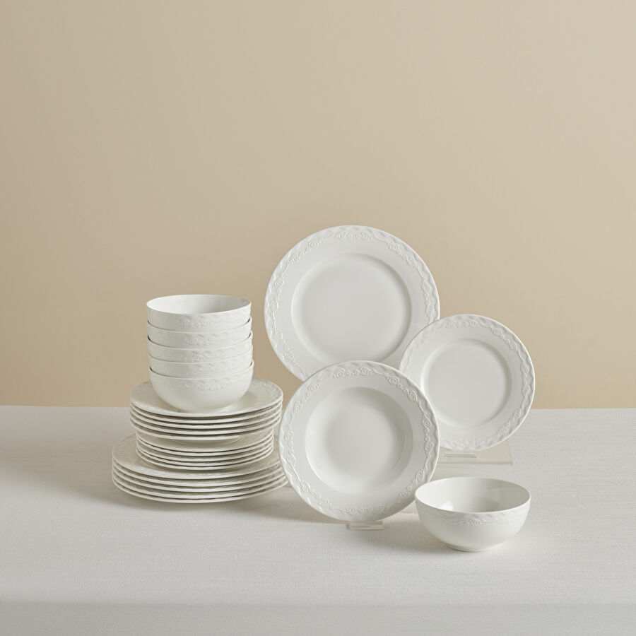 Karaca Forever Bone Nate 24 Parça 6 Kişilik Yemek Takımı