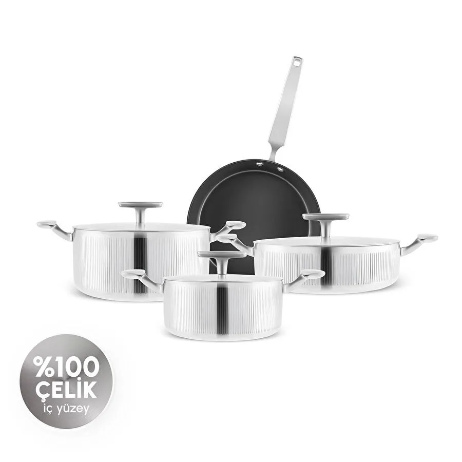 Karaca Plasma Steel 316+ 3Ply Apollo 7 Parça Tencere ve Tava Seti